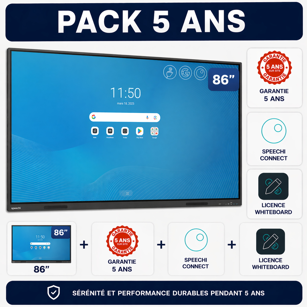 Pack Interactif 360 SuperGlass Essentiel | 86'' (5 ans)